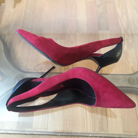 Zara Women Stilettos in Red Suede Size 6.5 - Picture 5 of 7